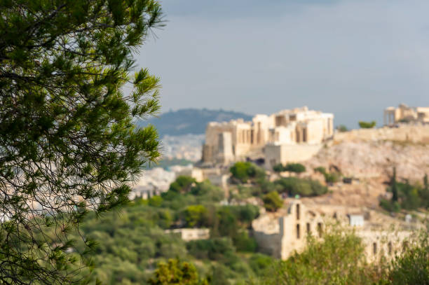 istock Aerial view on the  Athenian Acropolis Temple, Greece 1205489964