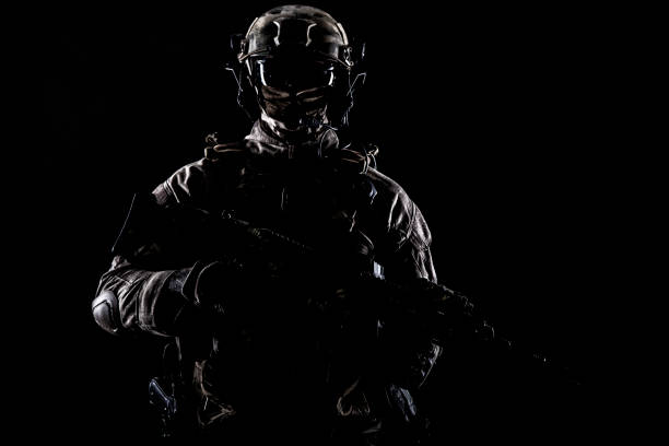istock Special operations forces soldier low key portrait 1205490500
