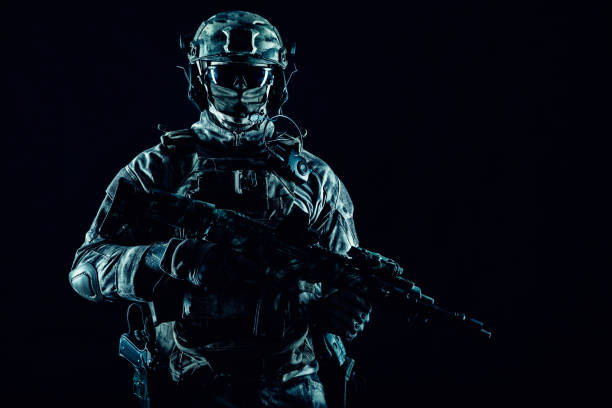 istock Special operations forces soldier low key portrait 1205490519