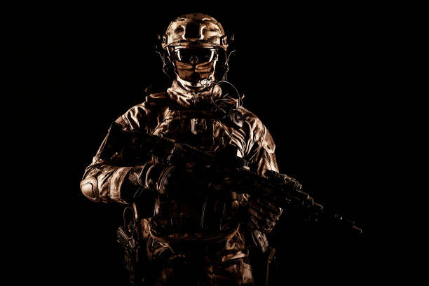 istock Special operations forces soldier low key portrait 1205490520