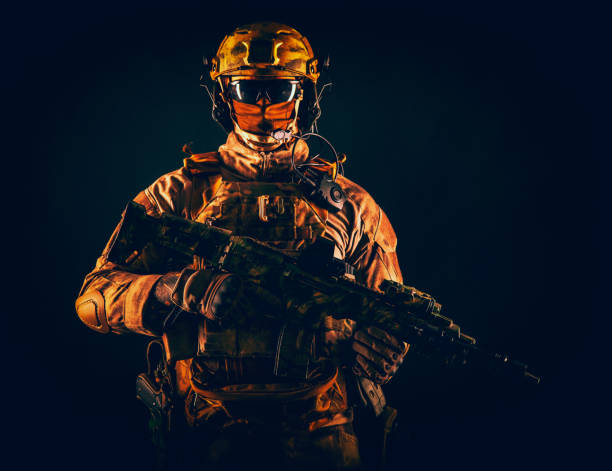 istock Special operations forces soldier low key portrait 1205490826