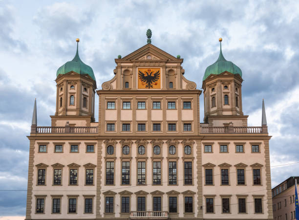 Facade of Augsburg Town Hall (Augsburger Rathaus), one of the most significant secular buildings of the Renaissance style north of the Alps. Augsburg, Swabia, Bavaria, Germany