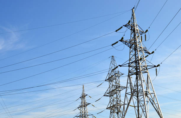 istock Electricity concept, high voltage power lines 1205492610