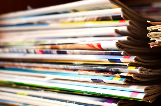 istock Extensive collection with a lot of glossy multi-colored magazines 1205492802