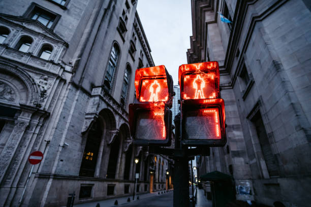istock Pedestrian crossing red traffic light 1205494362