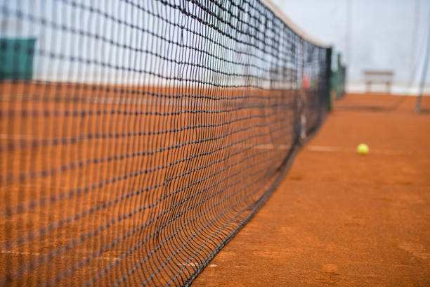 Orange Tennis court white lines background