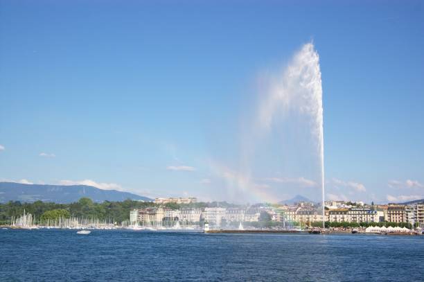 istock Jet d'Eau fountain in Geneva 1205501125