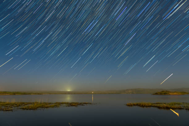 istock Star trails over the Duolun Lake in Inner Mongolia, China 1205501290
