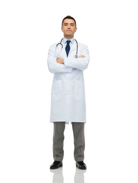 istock male doctor in white coat 1205502120