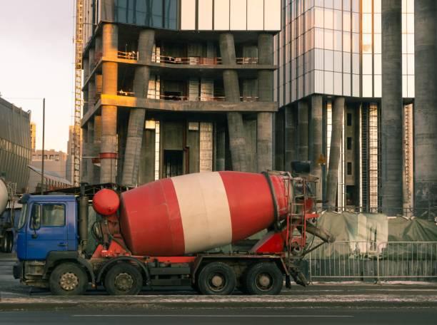 istock Concrete truck on the construction site 1205502963