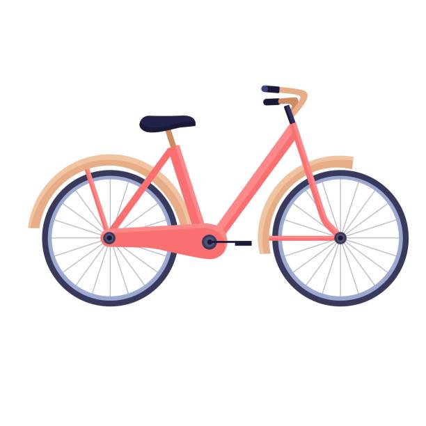 rower w modnych kolorach na białym tle, wektorowa płaska ilustracja, sportowy styl życia - motocyklista obrazy stock illustrations