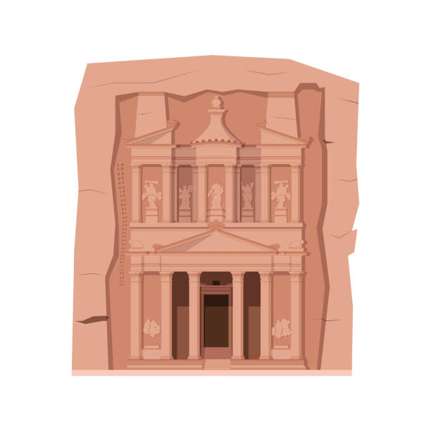 ilustraciones, imágenes clip art, dibujos animados e iconos de stock de petra (jordania). aislado en la ilustración vectorial de fondo blanco. - jordania