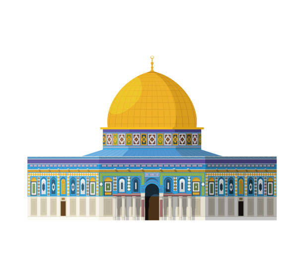 ilustrações, clipart, desenhos animados e ícones de cúpula da rocha (jerusalém). isolado na ilustração vetorial de fundo branco. - dome of the rock