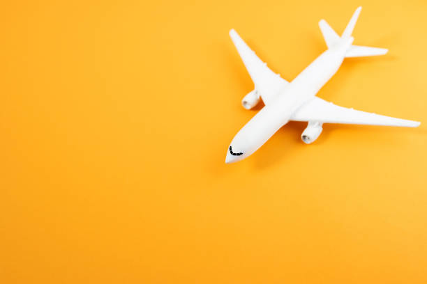 istock Model plane,airplane on pastel color background 1205505425