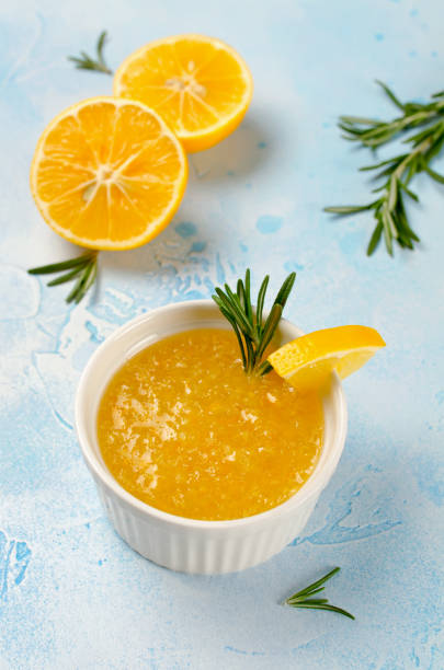 istock Homemade lemon jam with fresh lemons and sugar. 1205505890