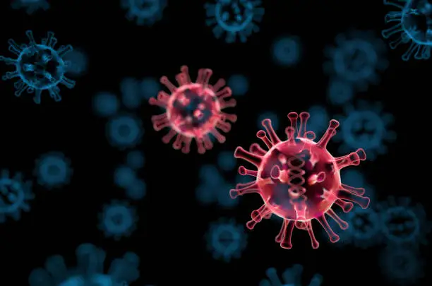 Photo of Red coronavirus x-ray cancer illness -nCov virus close up defocus red background virus cells influenza as dangerous asian pandemic virus close up background 3d rendering