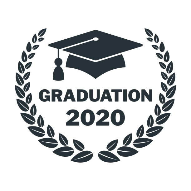 illustrazioni stock, clip art, cartoni animati e icone di tendenza di logo del cappuccio del laureato. mortarboard universitario. - wisdom university single word student