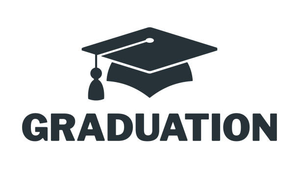 illustrazioni stock, clip art, cartoni animati e icone di tendenza di logo del cappuccio del laureato. mortarboard universitario. - wisdom university single word student