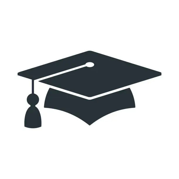 Vector illustration of Graduate cap logo. University mortarboard.