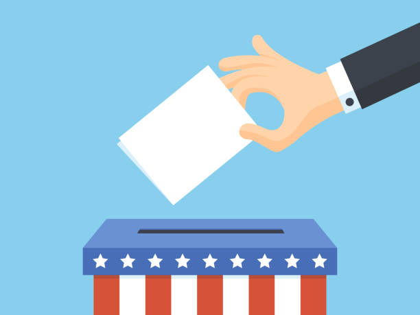 illustrazioni stock, clip art, cartoni animati e icone di tendenza di elezioni presidenziali usa - election voting presidential election voting ballot