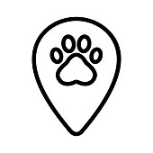 istock Paw icon vector. Isolated contour symbol illustration 1205509122