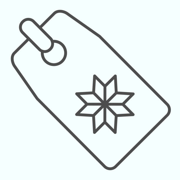 ilustrações de stock, clip art, desenhos animados e ícones de winter sale tag thin line icon. discount with snowflake sign. christmas vector design concept, outline style pictogram on white background, use for web and app. eps 10. - christmas shopping store retail