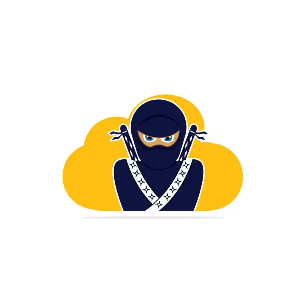 Vector illustration of Ninja cloud sky vector logo design.