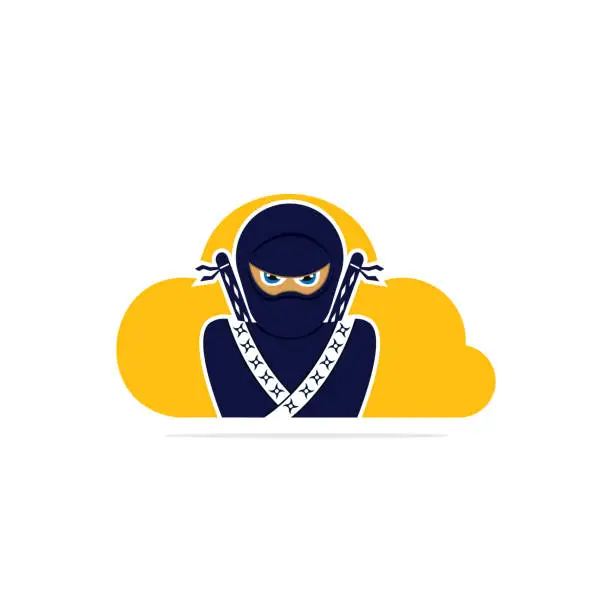 Vector illustration of Ninja cloud sky vector logo design.