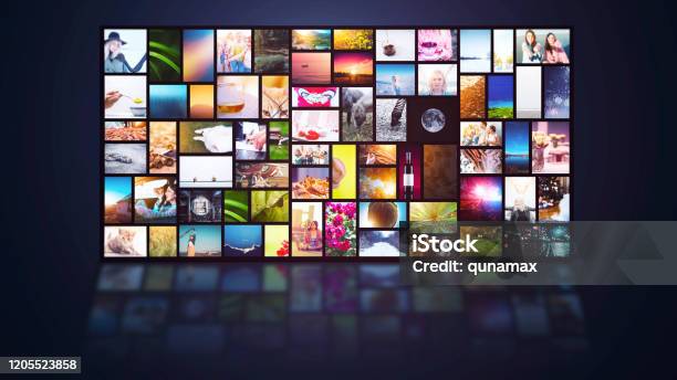Streaming Tv Internetservice Mehrere Kanäle Bildschirmhintergrund Stockfoto und mehr Bilder von Fernseher