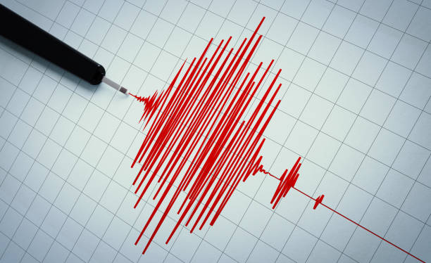istock Seismograph Recording an Earthquake Activity on Grid Paper 1205529378