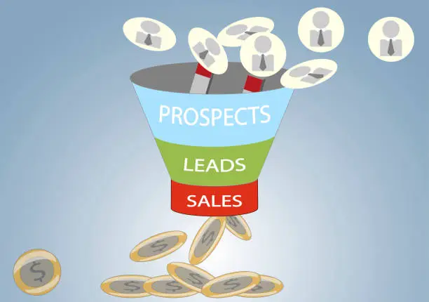 Vector illustration of Sales Funnel Marketing Concept.