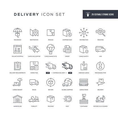 29 Delivery Icons - Editable Stroke - Easy to edit and customize - You can easily customize the stroke with