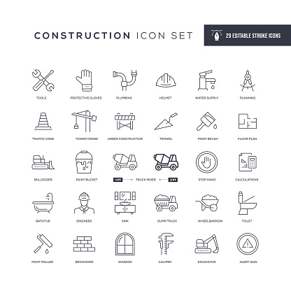 29 Construction Icons - Editable Stroke - Easy to edit and customize - You can easily customize the stroke with