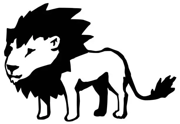 Vector illustration of Lion Black Stencil