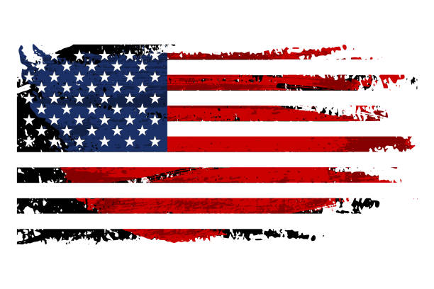 ilustracja flagi vintage usa. wektor amerykańska flaga na grunge tekstury. - flag russian flag russia dirty stock illustrations