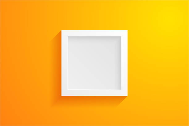 istock Front view of an empty modern 3D frame on a yellow background 1205550662