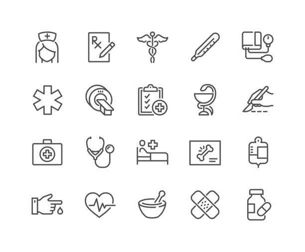 라인 의료 아이콘 - health symbols stock illustrations