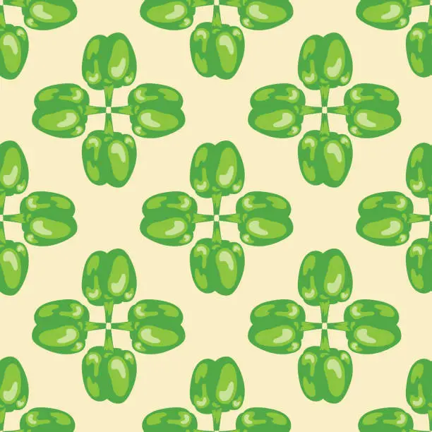 Vector illustration of Seamless vegetable Pattern: Green bell Pepper