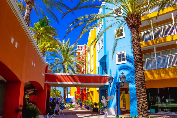 istock Willemstad, Curacao, Netherlands - Specific coloured buildings in Curacao 1205556371