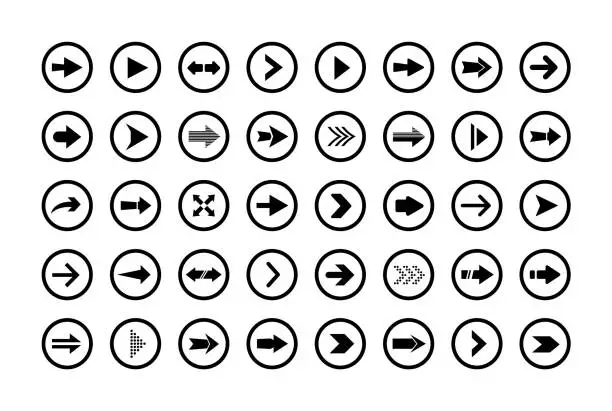 Vector illustration of Different arrows set for UI, UX, GUI.