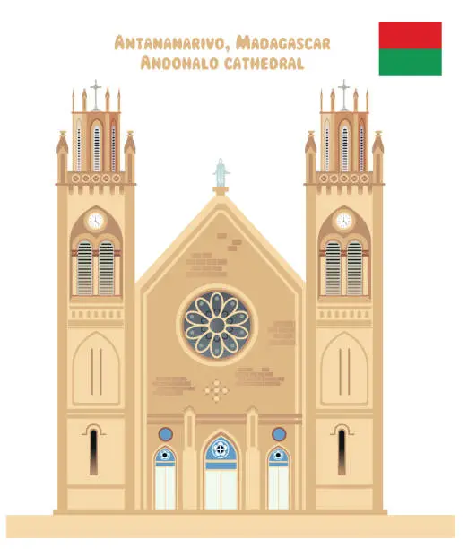 Vector illustration of Antananarivo, Madagascar: Andohalo cathedral