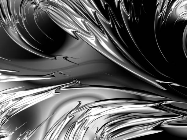 Black and white swirling molten metal silver gray background Black and white swirling molten metal silver gray Background molten silver stock pictures, royalty-free photos & images