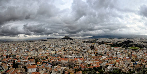 Panorama of Athens stock photo