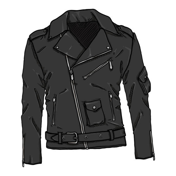 wektor cartoon kurtka motocyklowa. strój w stylu rowerzysty - fashion rough jacket garment stock illustrations