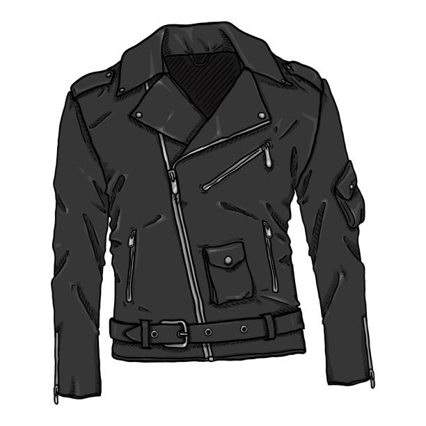 ilustrações de stock, clip art, desenhos animados e ícones de vector cartoon motorcycle jacket. biker style outfit - casaco de couro