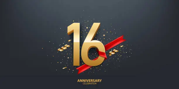Vector illustration of 16th Year Anniversary Background