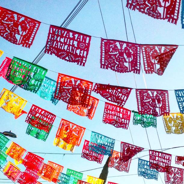 istock Mexican decoration and blue sky 1205564558