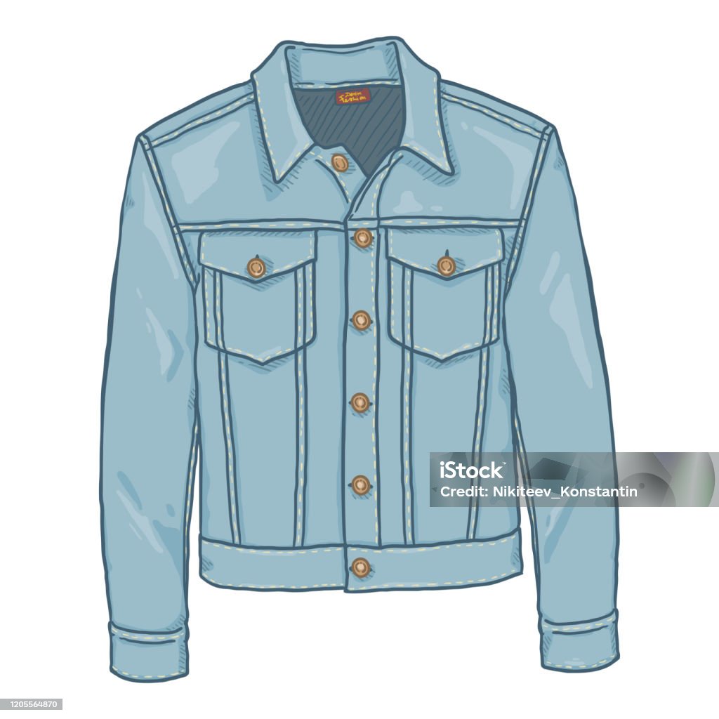 Vector Cartoon Classic Denim Jacket Stock Illustration - Download Image Now  - Autumn, Blue, Cartoon - iStock