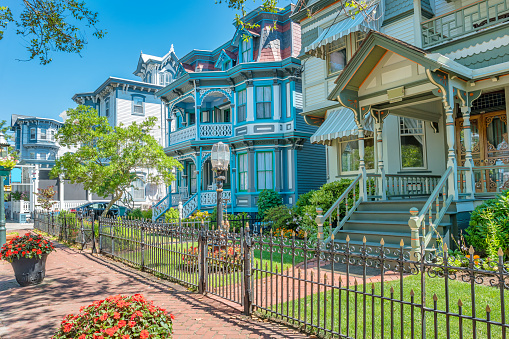 Victorian style houses in Cape May New Jersey USA