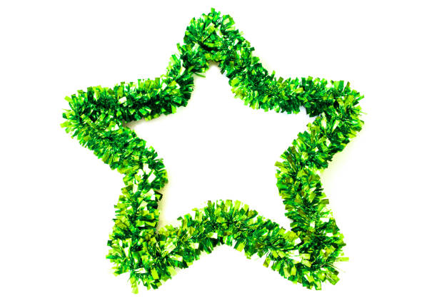 Green stars  shaped decoration on white background